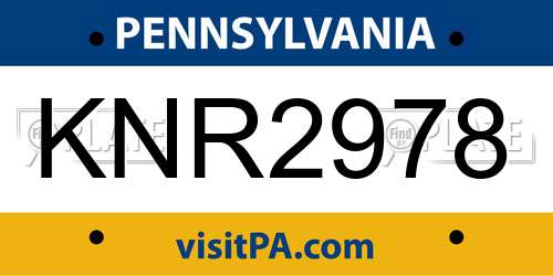 KNR2978 Pennsylvania License Plate