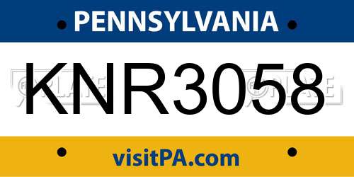 KNR3058 Pennsylvania License Plate