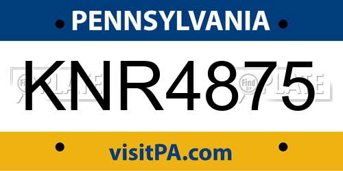 KNR4875 Pennsylvania License Plate