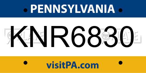 KNR6830 Pennsylvania License Plate
