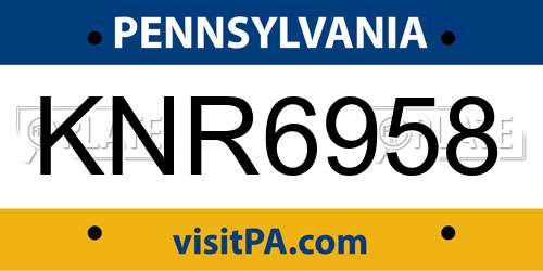 KNR6958 Pennsylvania License Plate