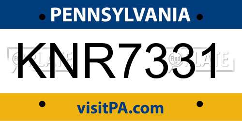 KNR7331 Pennsylvania License Plate