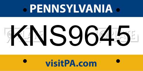 KNS9645 Pennsylvania License Plate