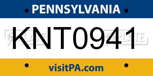 KNT0941 Pennsylvania License Plate