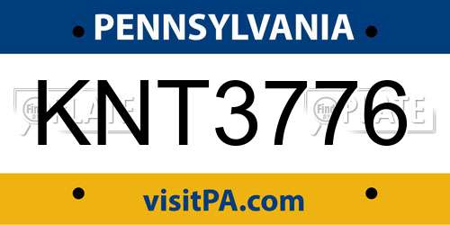 KNT3776 Pennsylvania License Plate