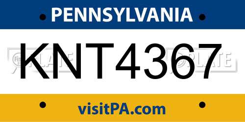 KNT4367 Pennsylvania License Plate