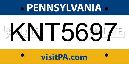 KNT5697 Pennsylvania License Plate