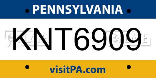 KNT6909 Pennsylvania License Plate