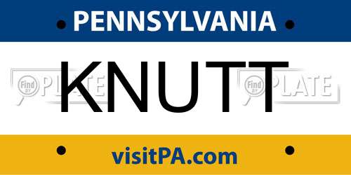 KNUTT Pennsylvania License Plate