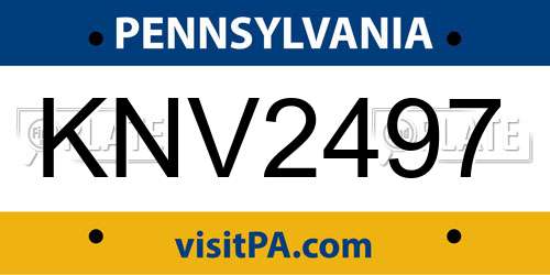 KNV2497 Pennsylvania License Plate