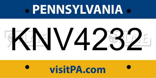 KNV4232 Pennsylvania License Plate