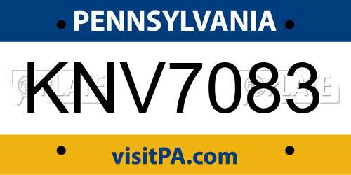 KNV7083 Pennsylvania License Plate