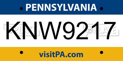 KNW9217 Pennsylvania License Plate