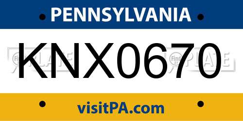 KNX0670 Pennsylvania License Plate