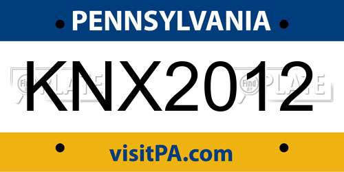 KNX2012 Pennsylvania License Plate