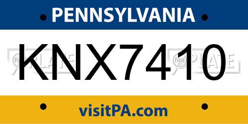 KNX7410 Pennsylvania License Plate