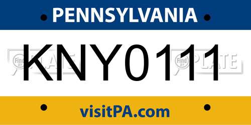 KNY0111 Pennsylvania License Plate