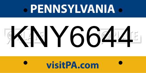 KNY6644 Pennsylvania License Plate