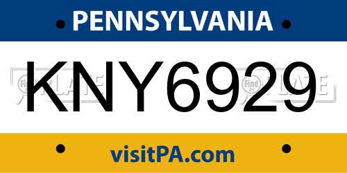 KNY6929 Pennsylvania License Plate