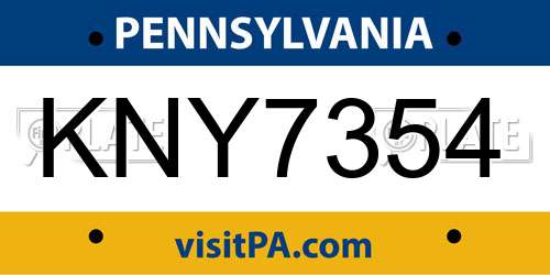 KNY7354 Pennsylvania License Plate