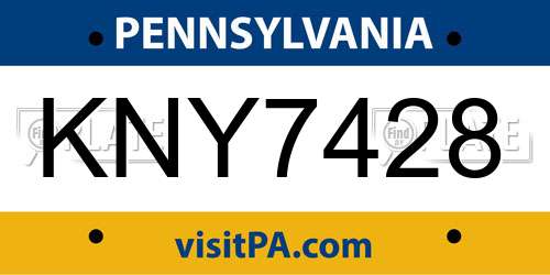 KNY7428 Pennsylvania License Plate