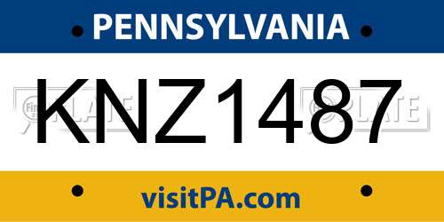 KNZ1487 Pennsylvania License Plate