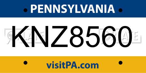 KNZ8560 Pennsylvania License Plate
