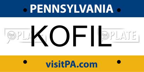 KOFIL Pennsylvania License Plate