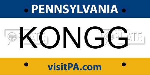 KONGG Pennsylvania License Plate