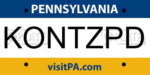 KONTZPD Pennsylvania License Plate