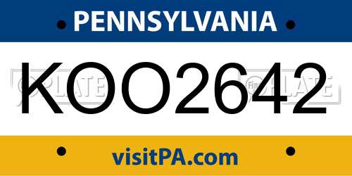 KOO2642 Pennsylvania License Plate