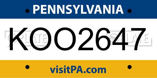 KOO2647 Pennsylvania License Plate
