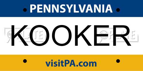 KOOKER Pennsylvania License Plate
