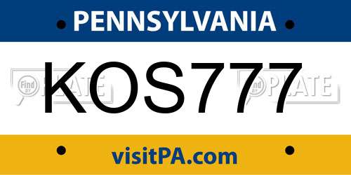 KOS777 Pennsylvania License Plate