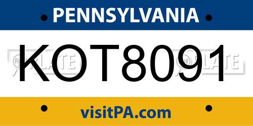 KOT8091 Pennsylvania License Plate