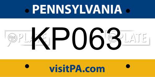 KP063 Pennsylvania License Plate