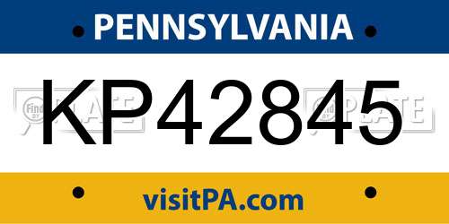 KP42845 Pennsylvania License Plate