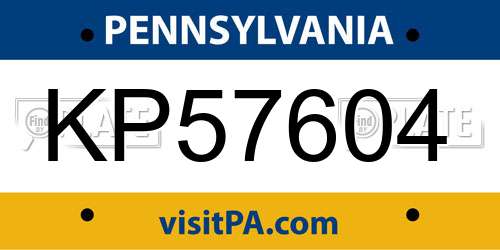 KP57604 Pennsylvania License Plate