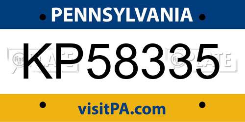 KP58335 Pennsylvania License Plate