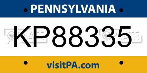 KP88335 Pennsylvania License Plate