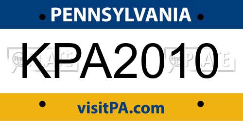 KPA2010 Pennsylvania License Plate