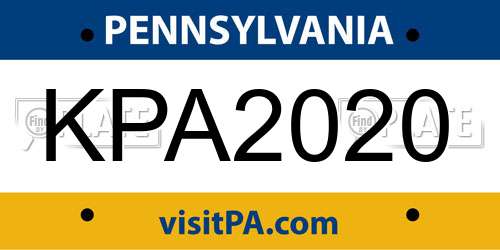 KPA2020 Pennsylvania License Plate