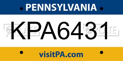 KPA6431 Pennsylvania License Plate