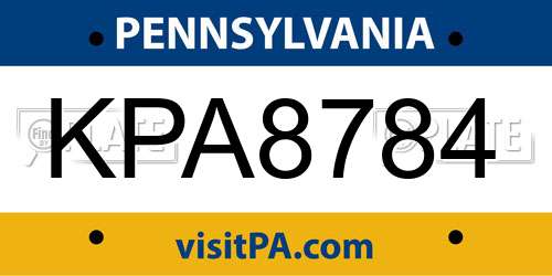 KPA8784 Pennsylvania License Plate
