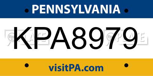 KPA8979 Pennsylvania License Plate