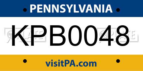 KPB0048 Pennsylvania License Plate