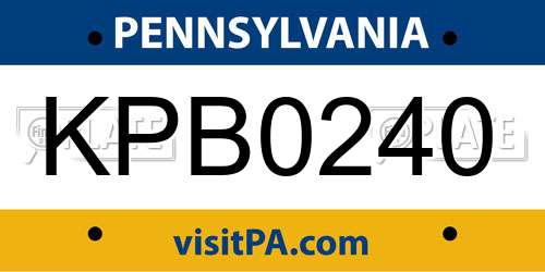 KPB0240 Pennsylvania License Plate
