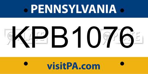 KPB1076 Pennsylvania License Plate