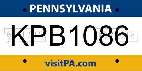 KPB1086 Pennsylvania License Plate