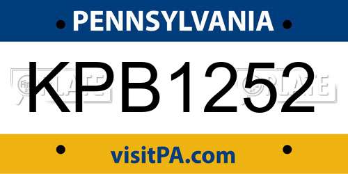 KPB1252 Pennsylvania License Plate